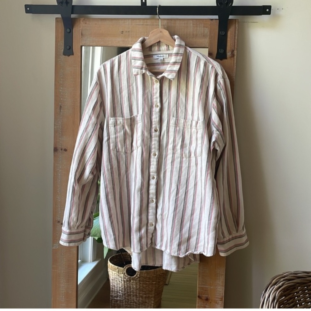Madewell Flannel Sunday Shirt in Claxton Stripe Size L